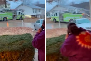 Camión de bomberos causa pánico en Misuri tras derrapar en las calles congeladas (+Video)