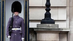 Un soldado hace guardia ante el Palacio de Buckingham.