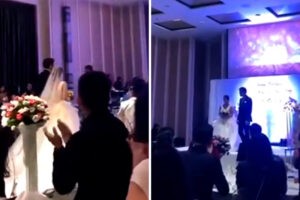 Hombre decidió mostrar el video de la infidelidad de su pareja en plena celebración de su boda