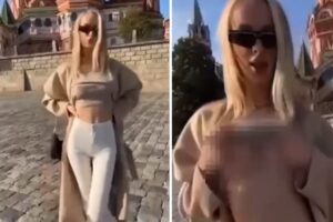 Rusia ordenó detención de estrella ucraniana del OnlyFans que posó en topless en la Plaza Roja