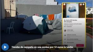 Tiendas de campaña en una azotea de Tenerife por 12 euros la noche