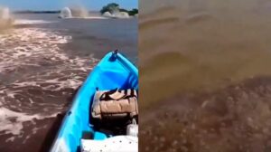 un hombre filmó a una extraña criatura en el río y se hizo viral (VIDEO)