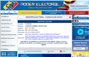 César Pérez Vivas también aparece con “prohibición para ejercer cargos o función pública” en la página web del CNE