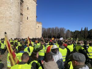 Interior reconoce violencia puntual de agricultores en las Cortes de Aragón y explica que la Policía no pudo cargar