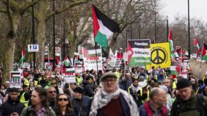 Marcha en apoyo a los palestinos de Gaza en Londres, el pasado 17 de febrero.