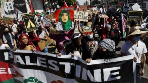 Manifestantes palestinos reciben a las estrellas de los Óscar al grito de dais vergüenza