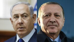 El primer ministro de Israel, Benjamin Netanyahu, y el presidente de Turquía, Recep Tayyip Erdogan.
