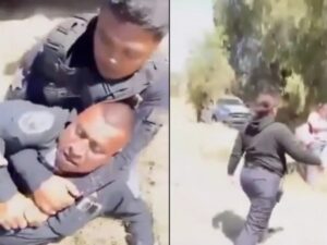 Policía "echa pasión" en la calle, lo someten y se pone necio (VIDEO)