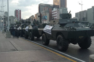 Tanquetas en el centro de Caracas para filmar película de Hugo Chávez