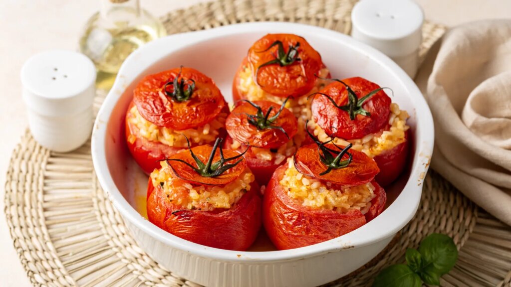 Tomates rellenos al horno, una receta barata, vegana y nutritiva