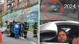 mujer invade el carril contrario y causa grave accidente en Armenia
