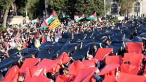 Manifestación en solidaridad con el pueblo palestino en Barcelona.