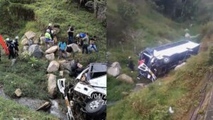 Bus de la Policía sufrió aparatoso accidente en peligrosa vía de Antioquia
