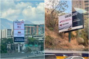 Chavismo “inunda” Caracas con vallas para denunciar supuesto “bloqueo” y acusar a la oposición por las sanciones de EEUU (+Video y fotos)