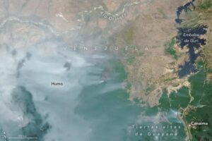 Desde el espacio se puede observar el humo de incendios forestales en Venezuela