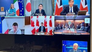Los líderes del G7 analizan el ataque de Irán contra Israel en una videoconferencia, este domingo.