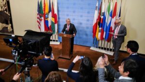 El secretario general de la ONU, António Guterres, durante su intervención este viernes en la sede de la organización.