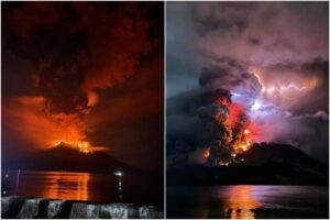 Las impresionantes imágenes de la erupción de un volcán en Indonesia que podría causar un tsunami (+Videos)