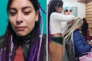 Mujer se hizo la loca para no pagar unas trenzas que le hicieron en una peluquería y la dejaron casi calva (+Videos)