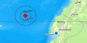 Sismo de 5.1 grados se registra frente a las costas de Ecuador