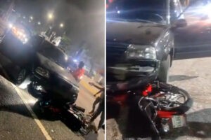 Una persona impactó su camioneta contra una motocicleta en Caracas y la arrastró hasta el túnel de La Trinidad (+Videos de impacto)
