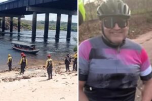 ciclista cayó al río Caroní en Bolívar luego de que una avispa se le metió en el casco y perdió el control del volante (+Video)