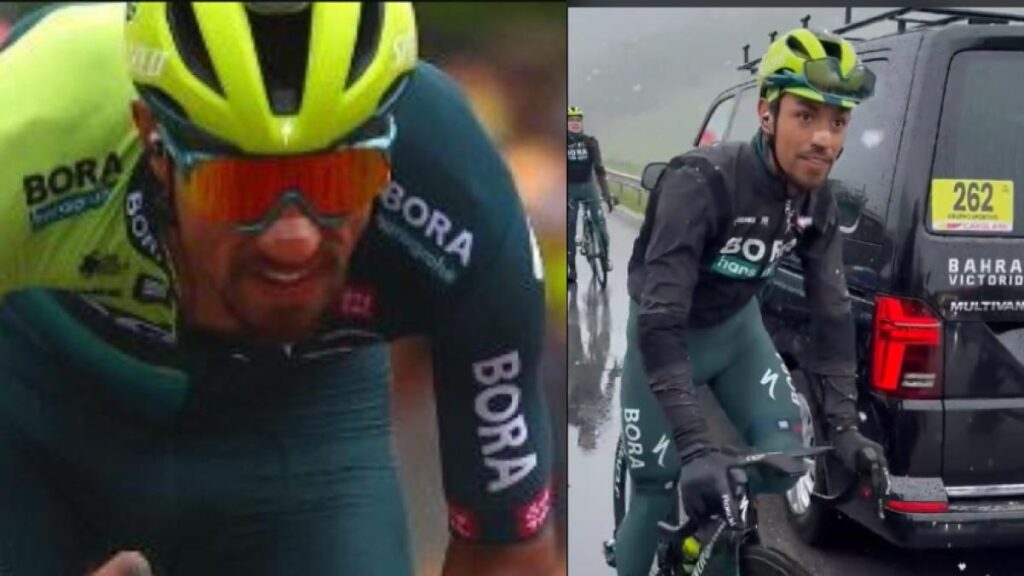A protagonista del Giro de Italia, Daniel Felipe Martínez, lo deja el bus del Bora