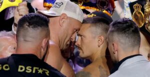 El tenso cara a cara entre Tyson Fury y Oleksandr Usyk antes de la gran pelea que paraliza al mundo del boxeo: “Voy a dejarlo con la espalda en la lona” - AlbertoNews