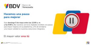 Plataforma del Banco de Venezuela estará en pausa este domingo 5-M |