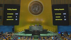Una abrumadora mayoría de 143 estados vuelve a pedir la integración plena de Palestina en la ONU