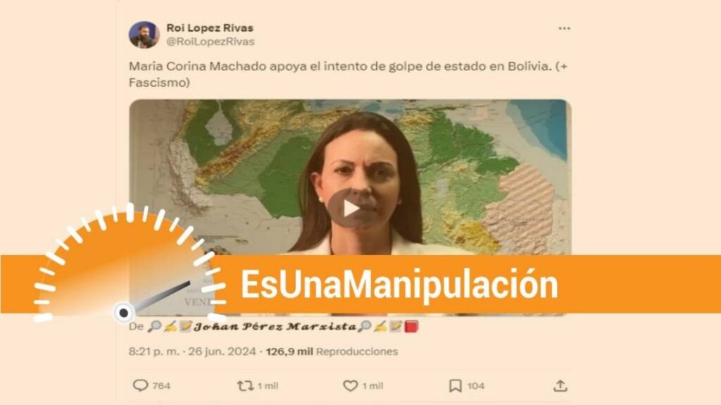 ¿María Corina Machado grabó video apoyando golpe de Estado en Bolivia en junio de 2024?