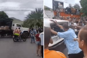 Así fue como ciudadanos movieron un camión que impedía recorrido de María Corina Machado en Nueva Esparta (+Video)