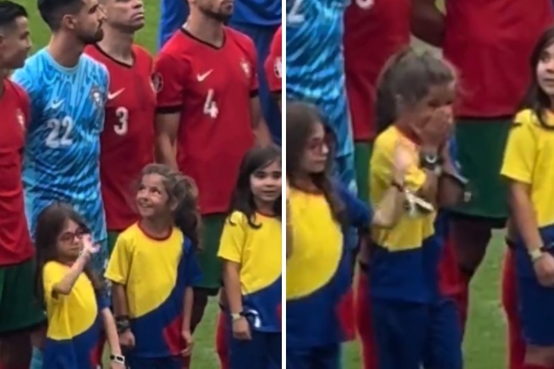 La emotiva reacción de una niña cuando tuvo cerca a Cristiano Ronaldo en la previa de un partido de la Euro (+Videos)