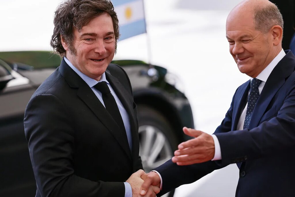 Milei se entrevista una hora con el canciller Scholz en una visita sin estridencias