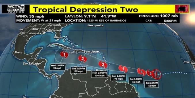 Se forma depresión en el Atlántico que puede ser el primer huracán