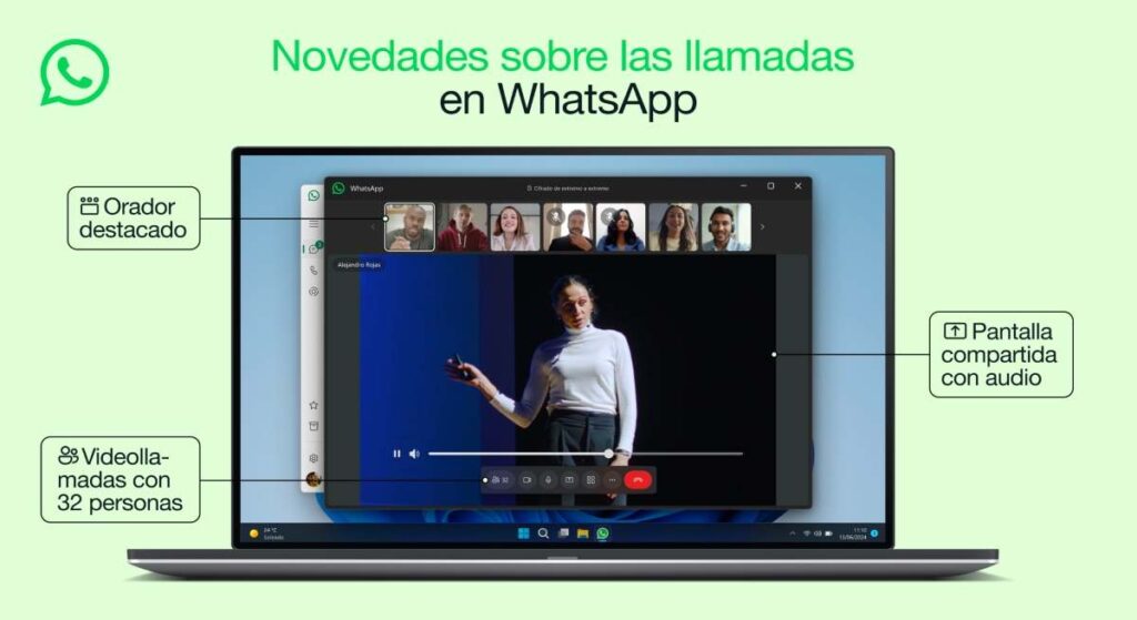 Whatsappp permite videollamadas con 32 participantes y pantalla compartida