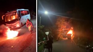 queman un bus de Zijin Continental Gold en Buriticá