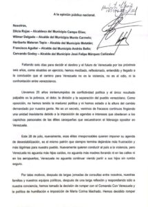 Cinco alcaldes opositores del estado Trujillo se declararon independientes y apoyaron la candidatura de Maduro