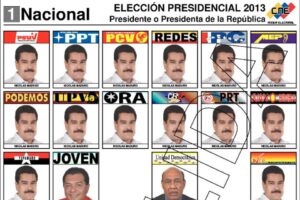 El tarjetón electoral de 2013 tenía muchas barajitas de Maduro
