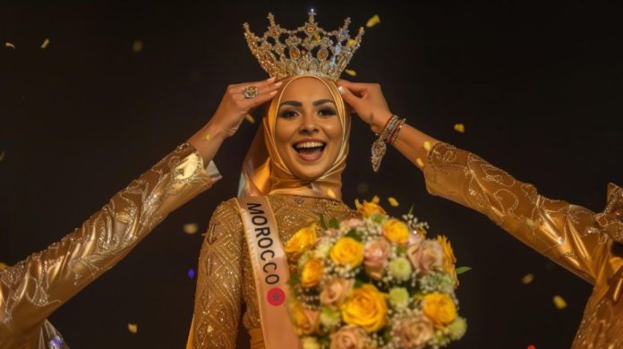 Mujer con hiyab coronada como la primera Miss IA