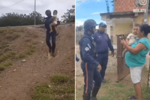 Policía de Nueva Esparta rescató a bebé de año y medio que caminaba solo por una avenida (+Video)