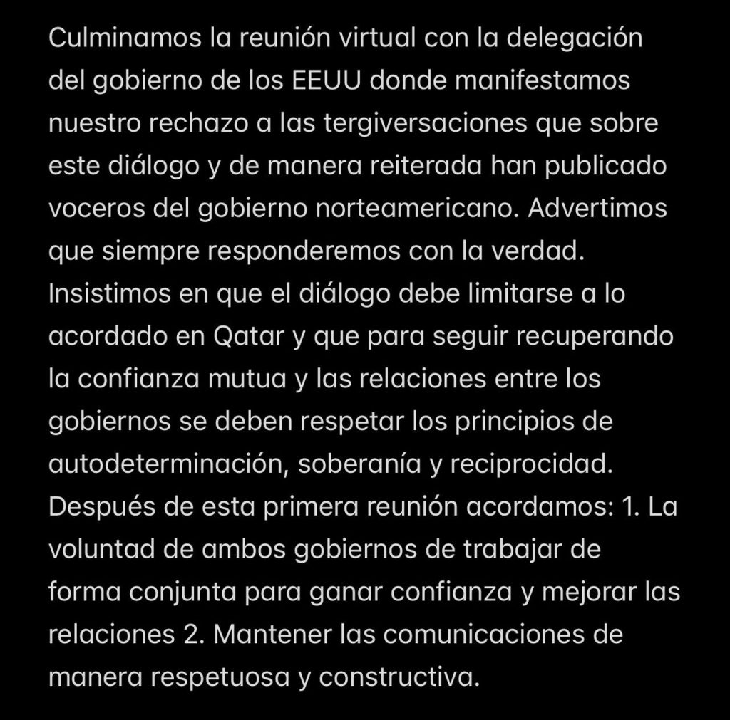 Rodríguez luego de la reanudación del diálogo con EEUU: Deben respetar los principios de autodeterminación, soberanía y reciprocidad
