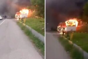 Se incendió un autobús cerca de una estación de servicio en Caricuao este #10Jul (+Video)