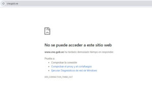 Sitio web del CNE sigue caído desde el anuncio de Elvis Amoroso