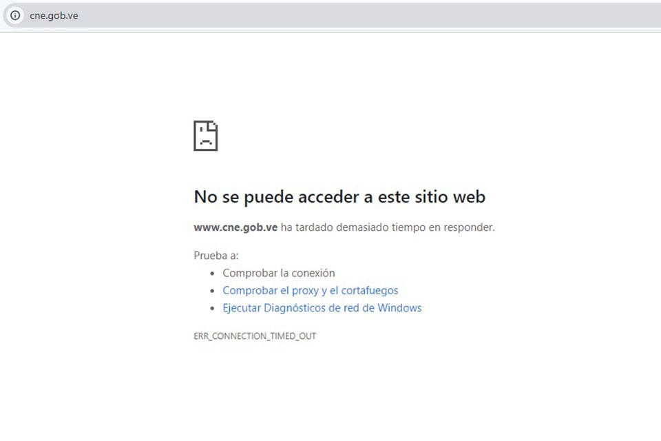 Sitio web del CNE sigue caído desde el anuncio de Elvis Amoroso