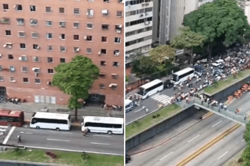 los cuatro pelagatos que asistieron a la concentración madurista frente a sede de la Pdvsa en Caracas (+Video)