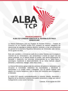 ALBA-TCP condena “sabotaje” al sistema eléctrico en Venezuela | Diario El Luchador