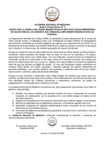 Academia Nacional de Medicina propone protocolos de actuación en caso de que llegue viruela del mono a Venezuela | Diario El Luchador