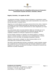 Brasil, Colombia y México piden publicar resultados de elecciones presidenciales en Venezuela