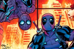 Cuando Spider-Man rompió la cuarta pared después de que Deadpool le explicase con quién habla cuando gira la cabeza y dice cosas sin sentido